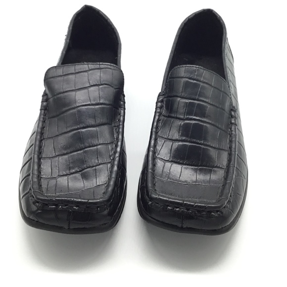Cloudwalkers Black Faux Gator Loafers Women's 7W - Picture 1 of 5